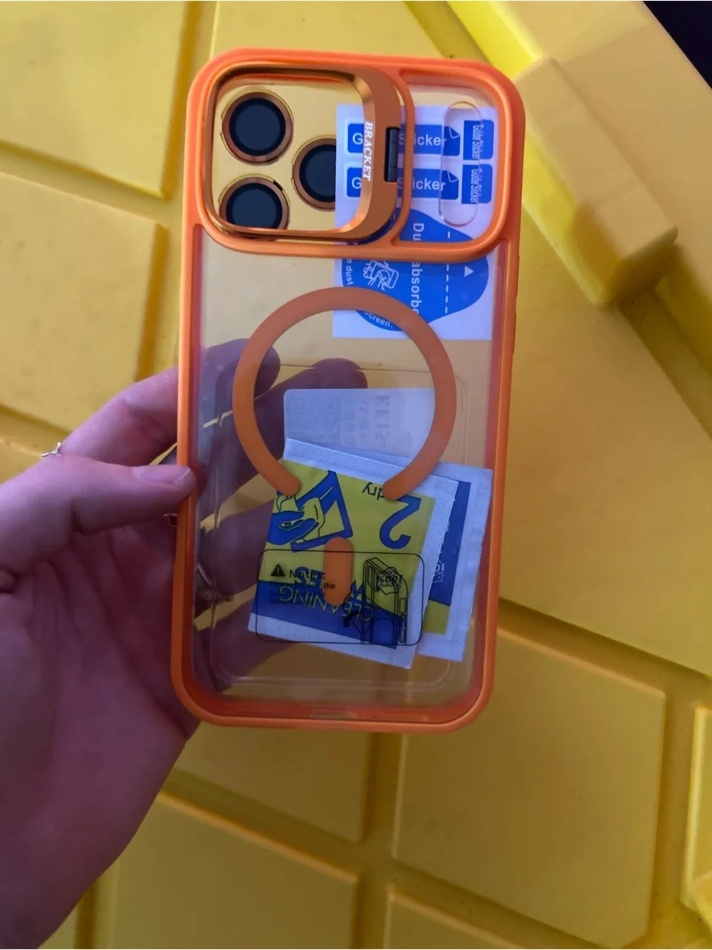 Clear Orange Protective Phone Case with Sliding Camera Cover 17 PRO MAX